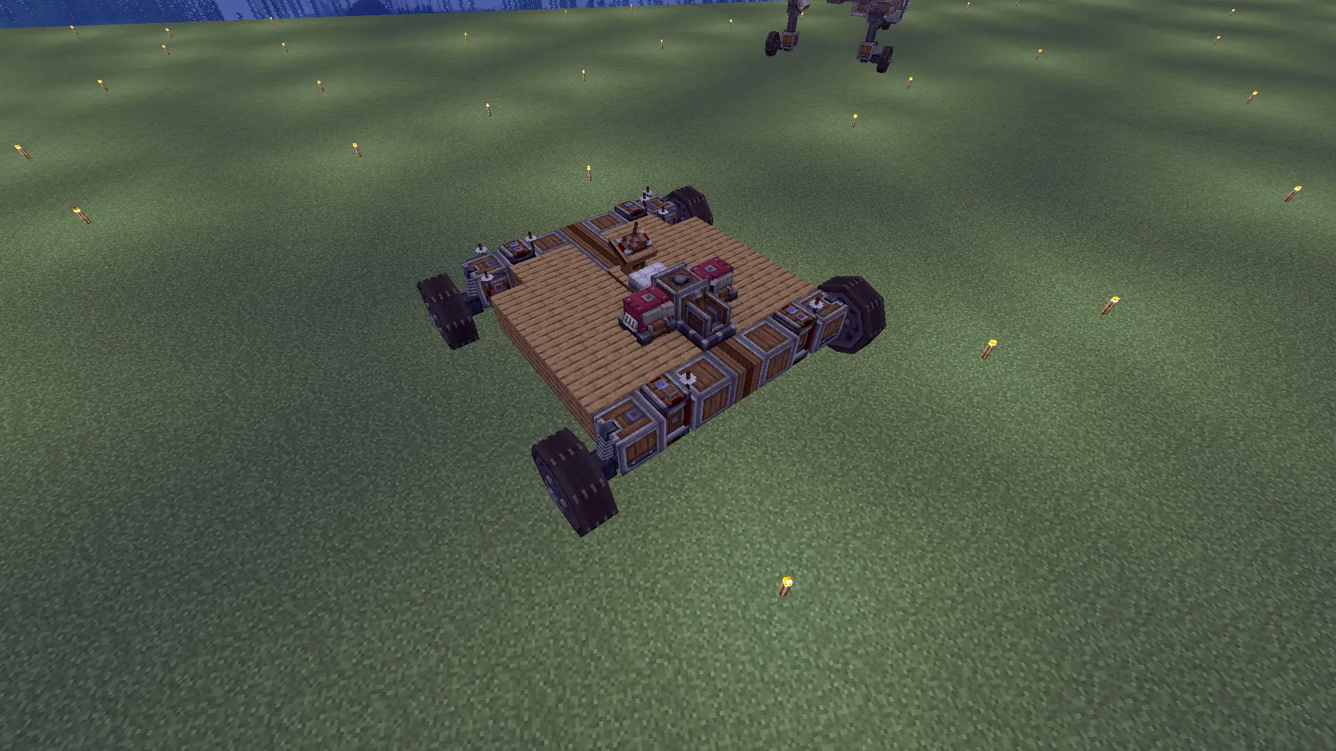 Early Game Car Schematic Screenshots 2 A simple early game car built with wooden planks and mechanical wheels