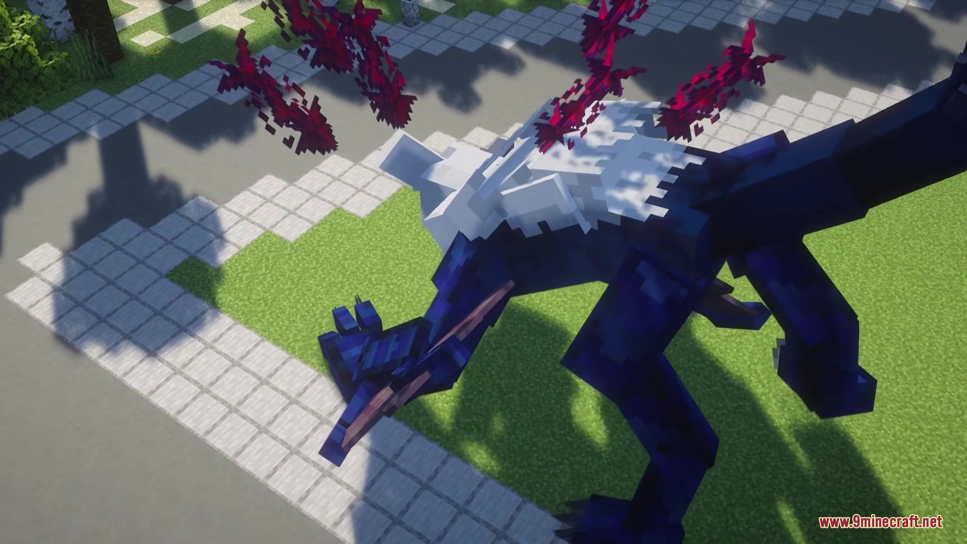 Echoes of Power Reborn Mod Screenshot 11 A massive dark blue beast with white fur and glowing red particles above it