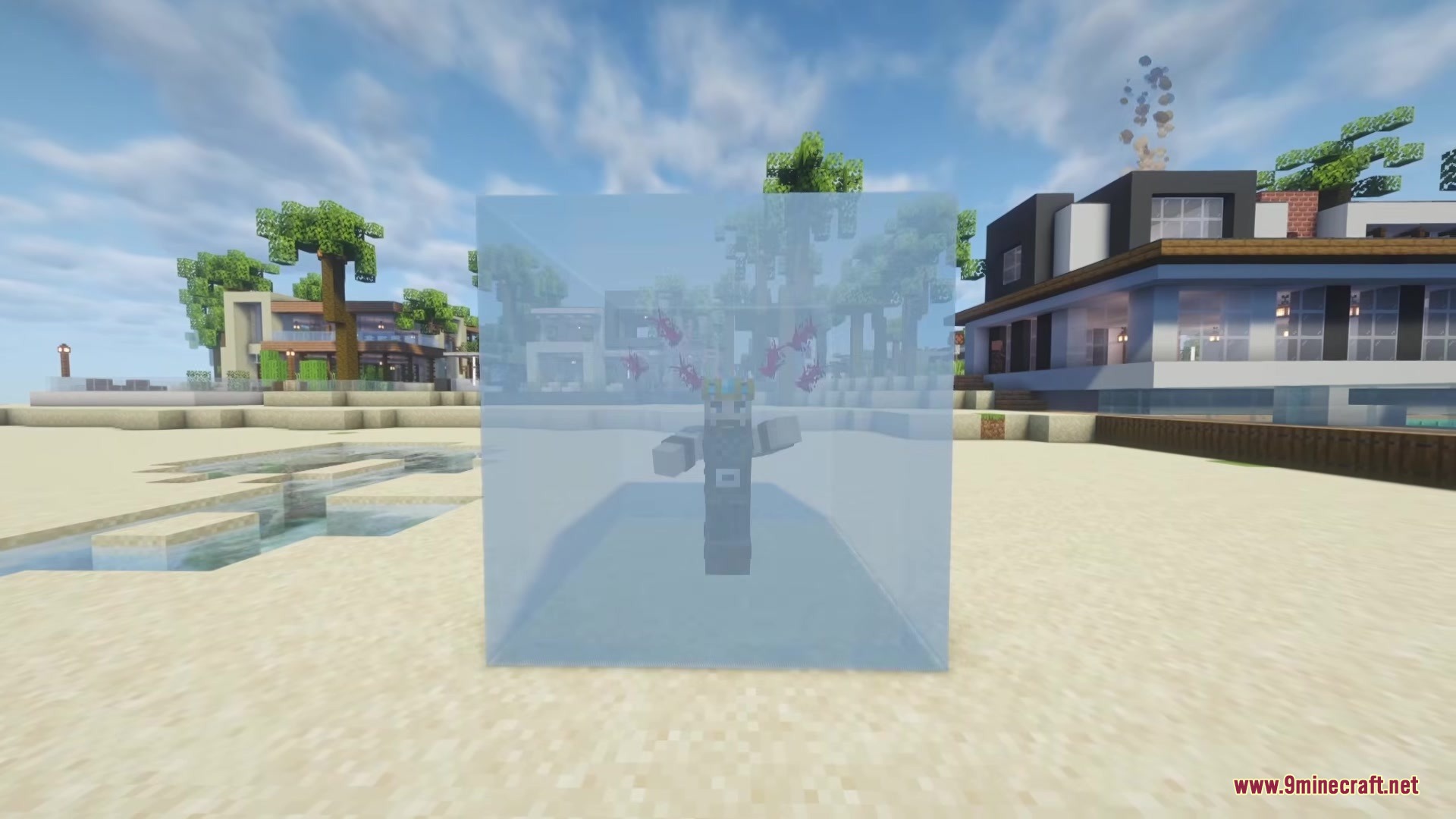 Echoes of Power Reborn Mod Screenshot 9 Character using Echoes of Power Reborn Mod standing inside a glass block