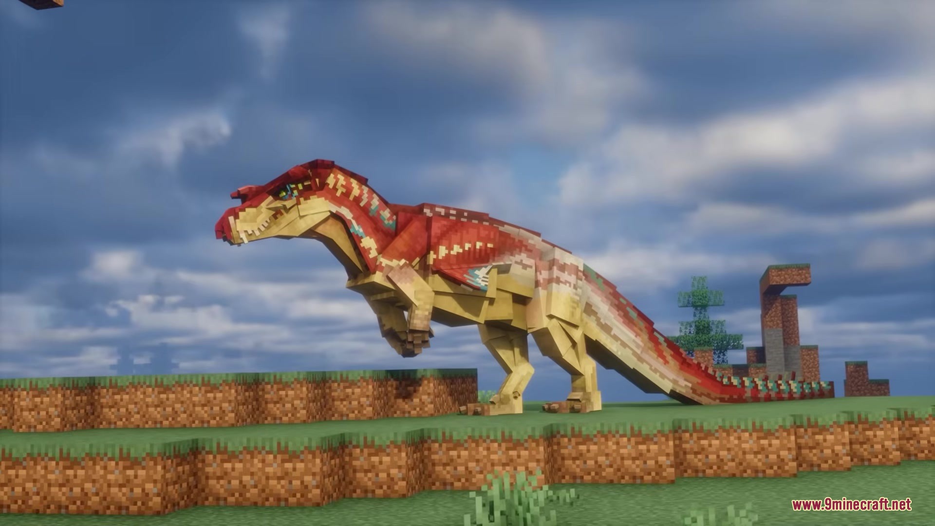 Ecological Replenishment Station Mod Screenshot 12 A large red and tan six legged dinosaur standing on a grassy field