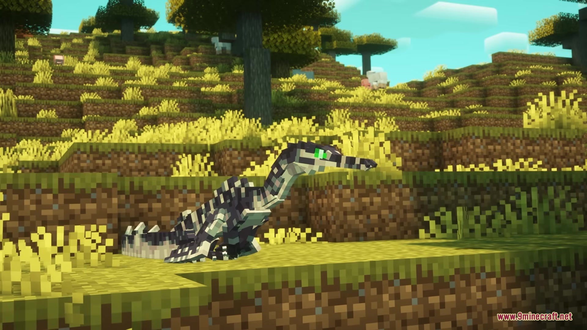 Ecological Replenishment Station Mod Screenshot 9 A striped six legged creature rests on the grass in a hilly biome