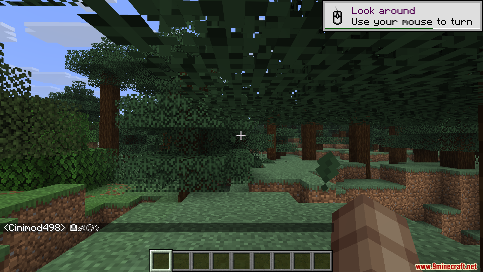 Emojis Mod Screenshot 5 A player stands in a forest with custom emojis appearing in chat