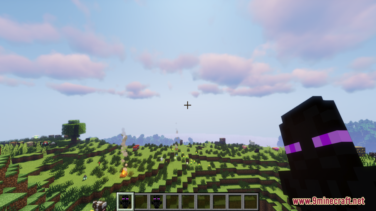 Enderman Totem of Undying Resource Pack Screenshot 7 First person perspective of a player holding a black Enderman totem of undying