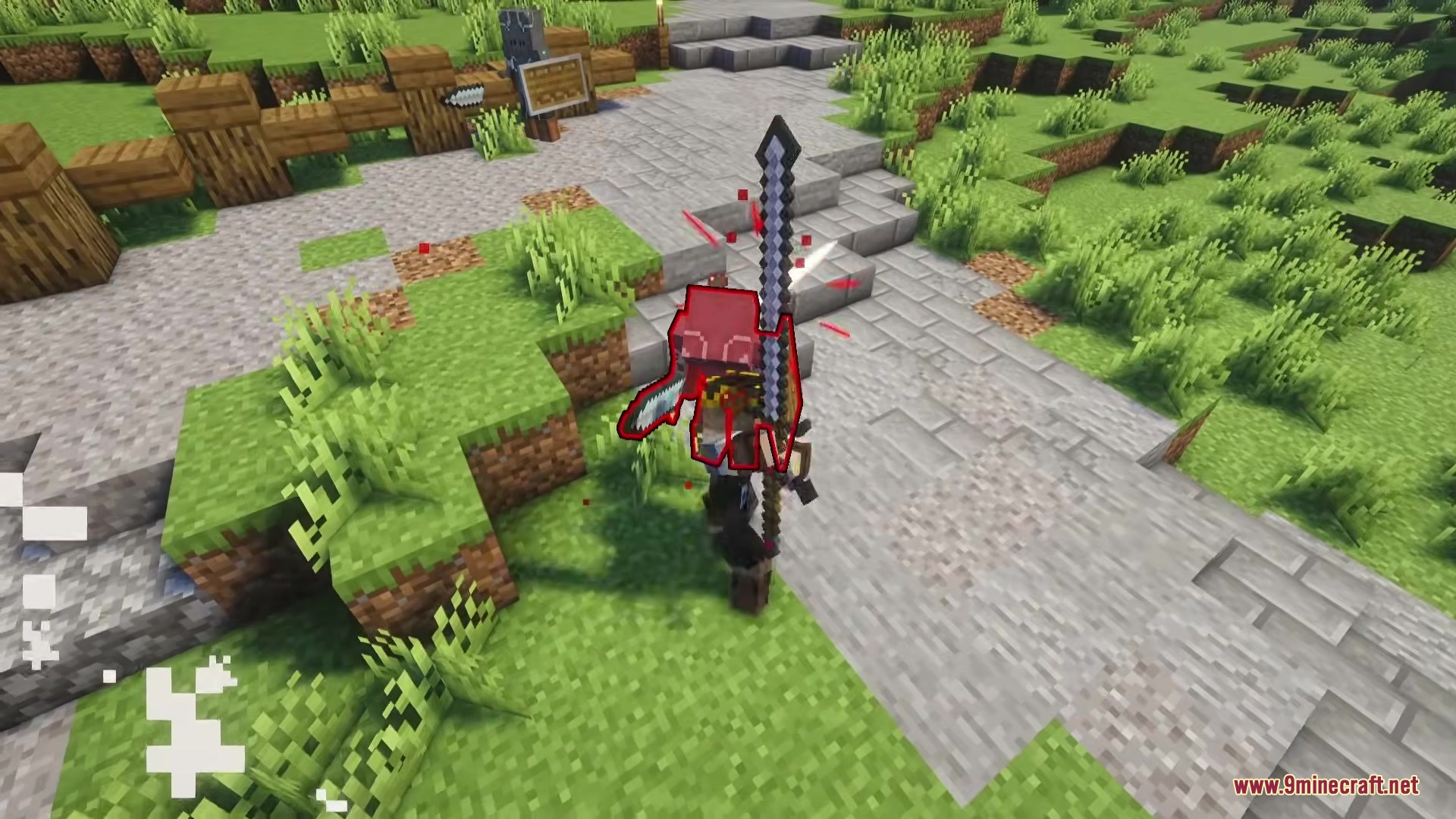 Epic Foes Epic Fight Addon Mod Screenshot 16 Player character strikes an enemy taking damage with a massive ornate sword