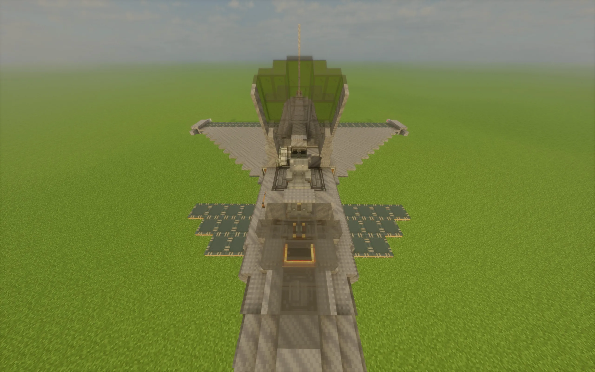Eurofighter Typhoon Survival Friendly Schematic Screenshots 5 A top down view of a Minecraft Eurofighter Typhoon jet on grass