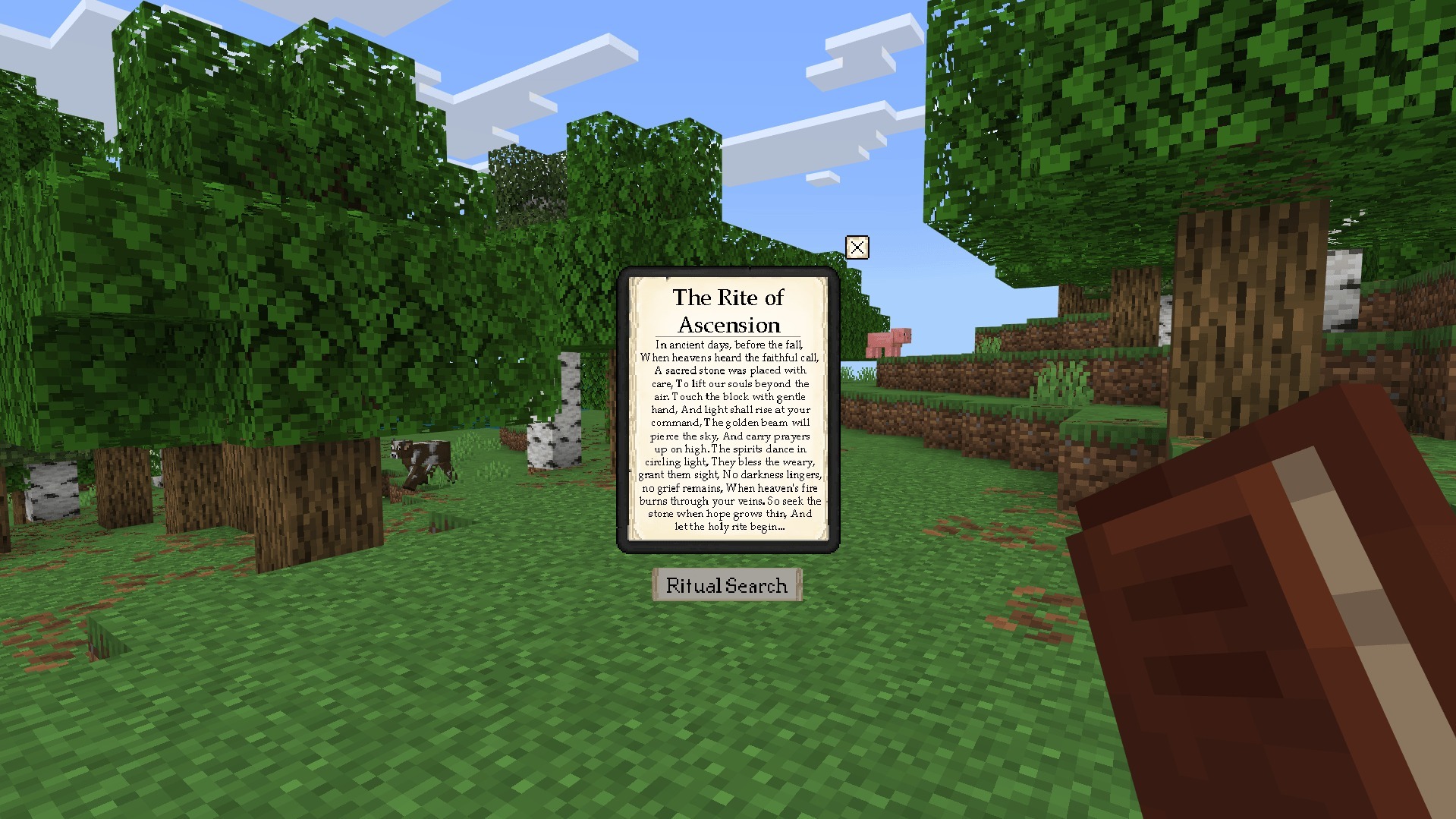 Evil Hunter Addon Screenshot 4 The Rite of Ascension book interface for story events in Evil Hunter Addon