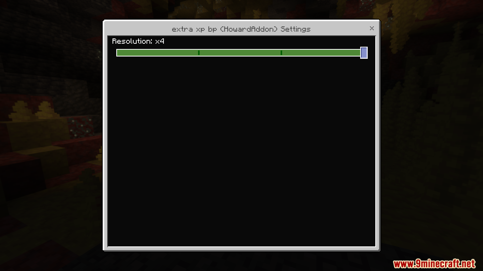 Extra XP Addon Screenshot 2 Settings window for the behavior pack with a slider to adjust experience