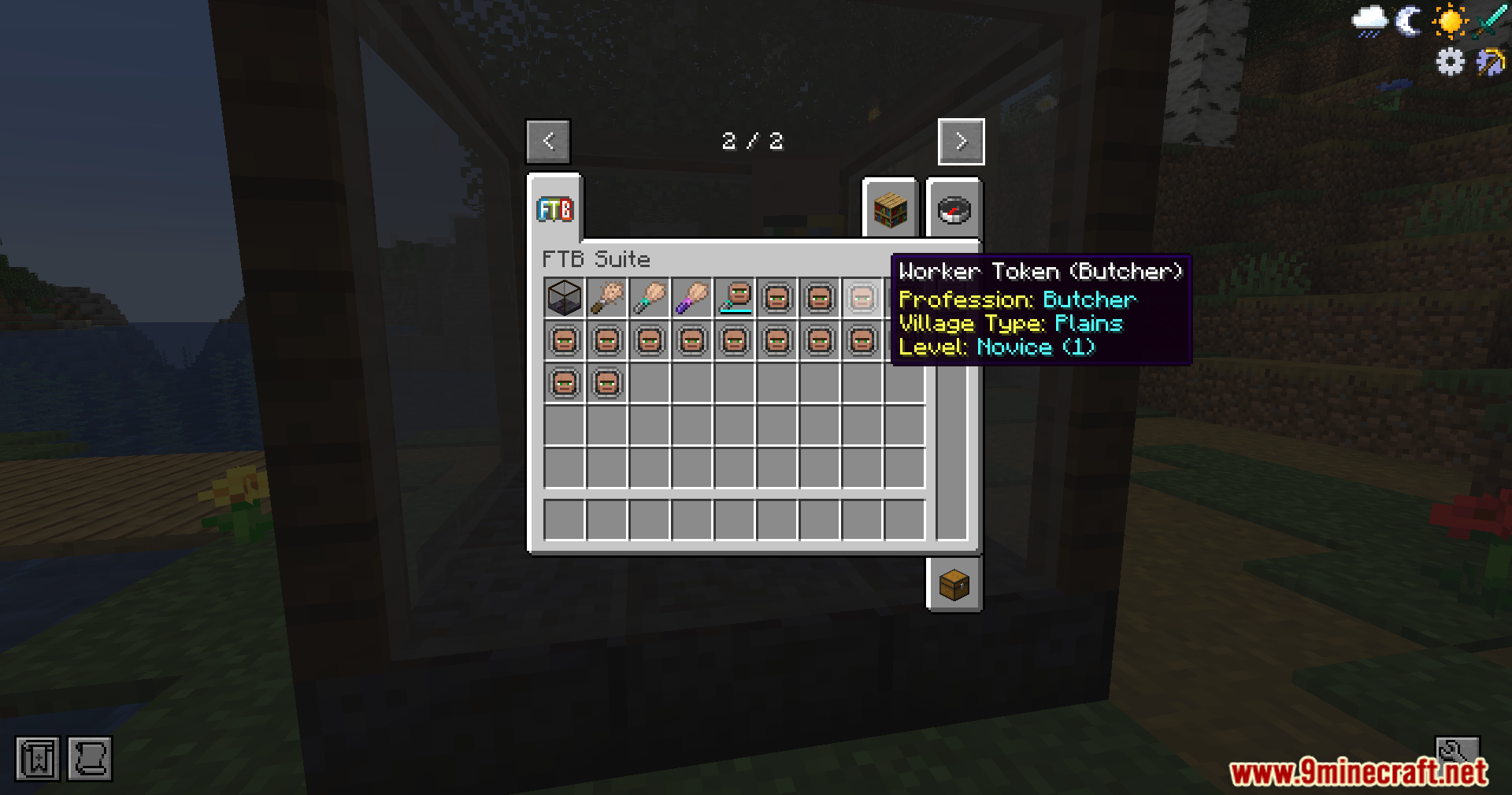 A novice butcher worker token in the FTB Unearthed mod inventory