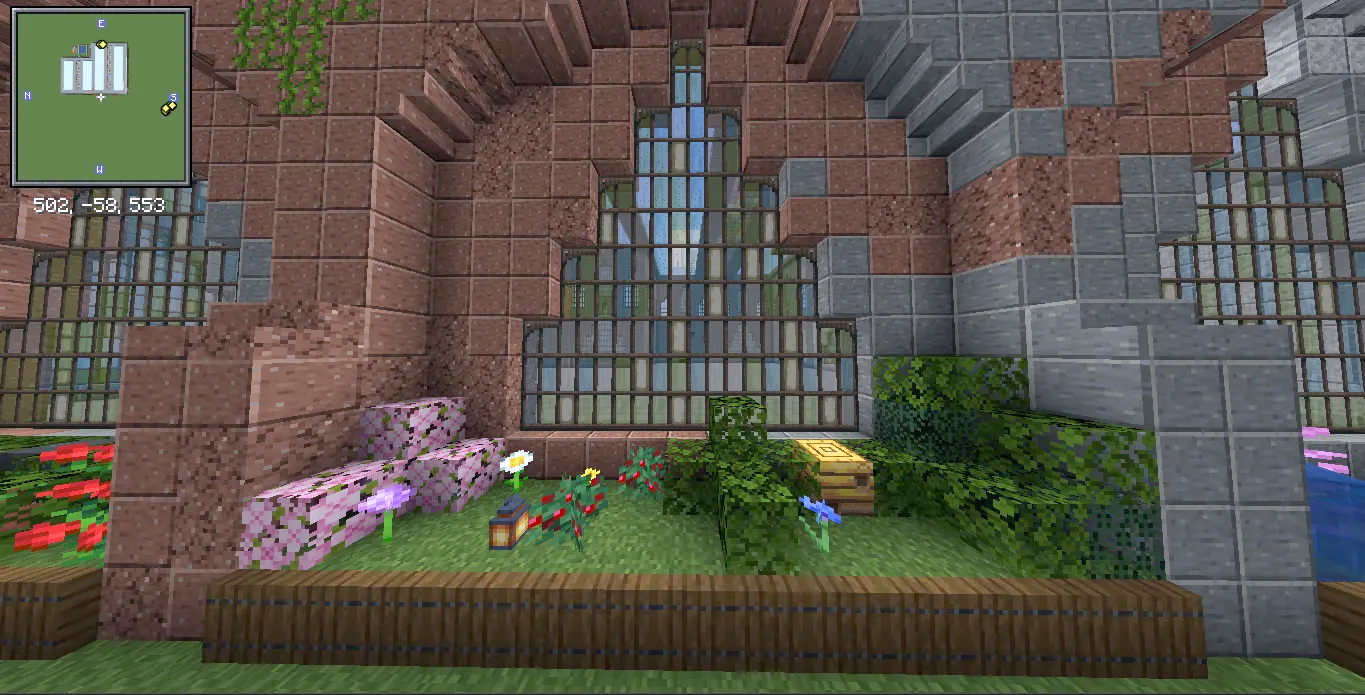 Factory Adg Schematic Screenshots 4 Small garden with pink bushes and flowers next to a granite wall
