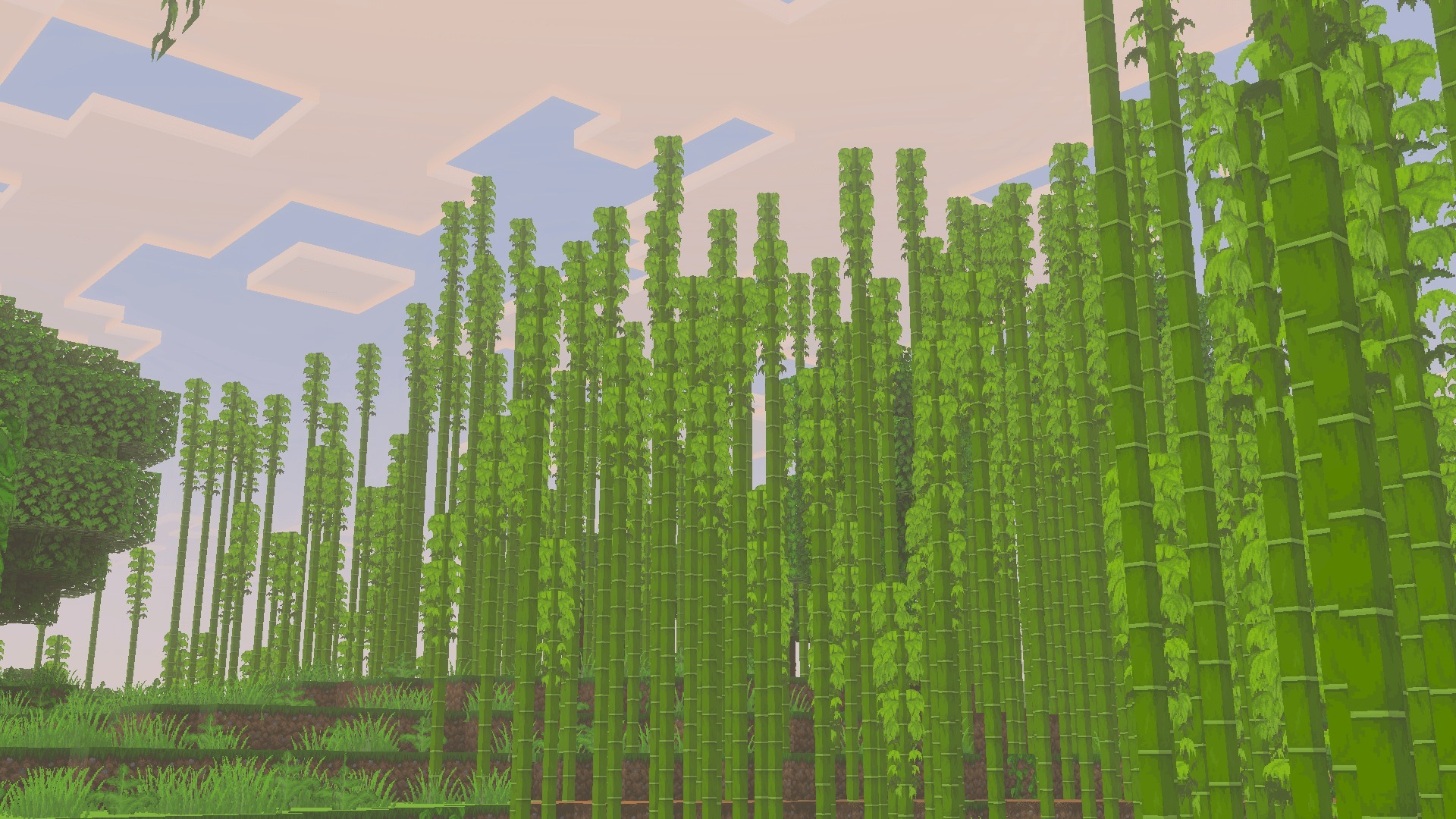 Faithful 64x Addon Screenshot 7 Tall green bamboo stalks in a dense forest with high resolution textures
