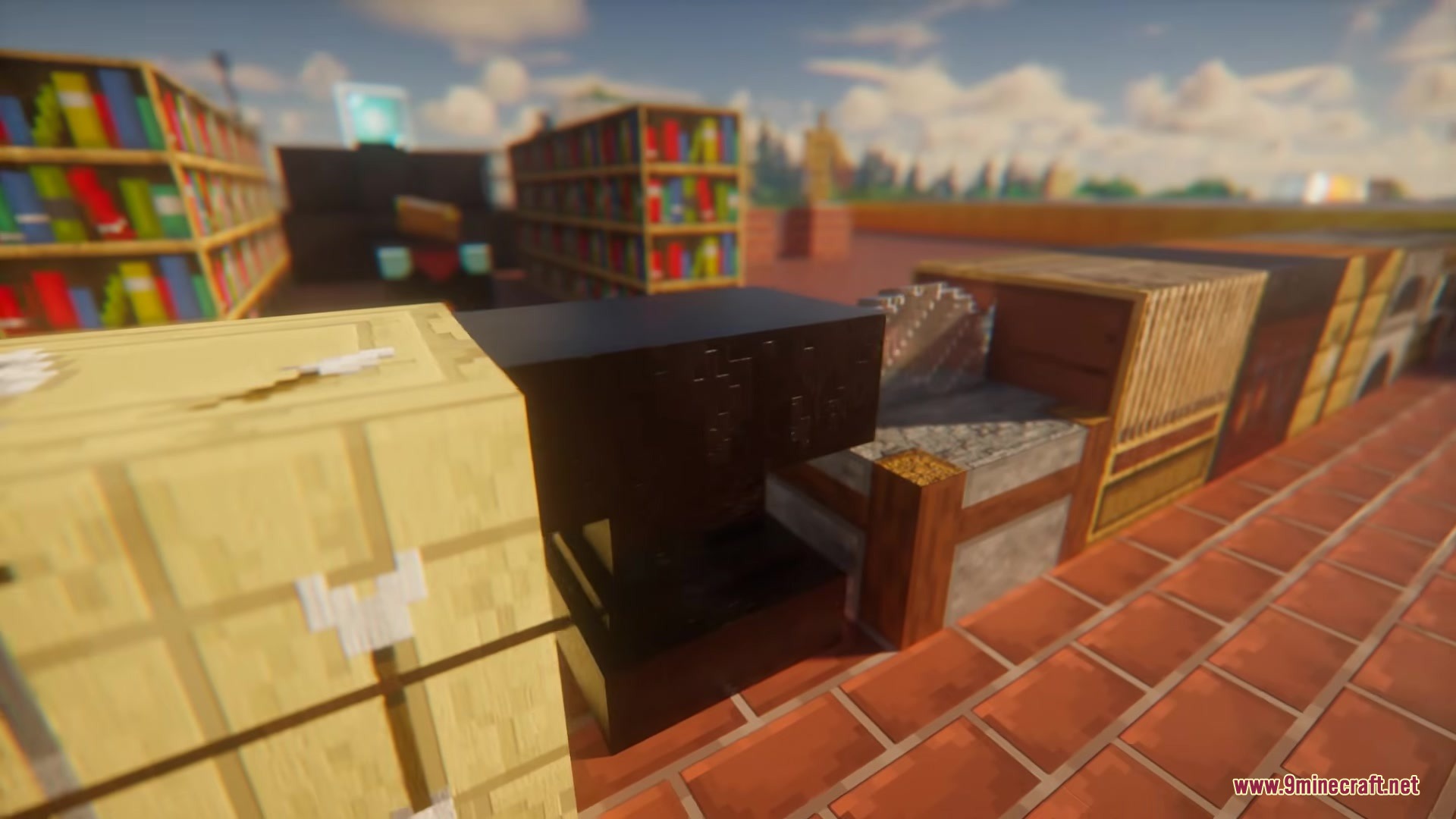 Faithful PBR 256x Resource Pack Screenshot 2 Close up of an anvil and utility blocks with realistic shader effects