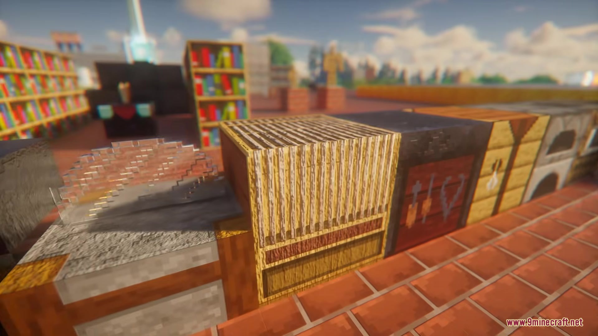 Faithful PBR 256x Resource Pack Screenshot 4 Loom and smithing table blocks showing detailed textures and realistic shadow effects