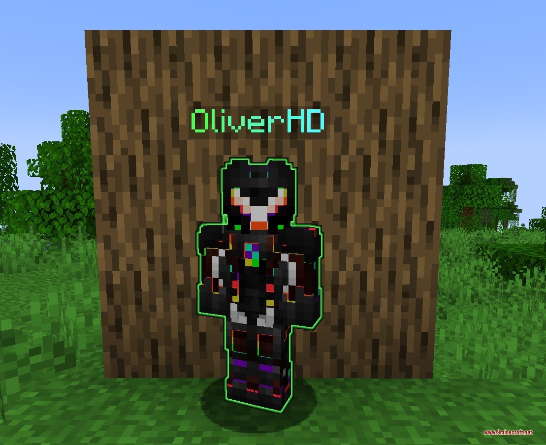 Fancy Npcs Plugin Screenshot 3 A custom player NPC named OliverHD with a bright green glowing outline