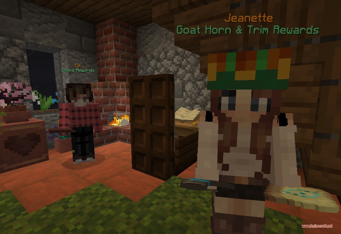 Fancy Npcs Plugin Screenshot 5 Two custom NPCs named Jeanette and Tim standing inside a cozy room