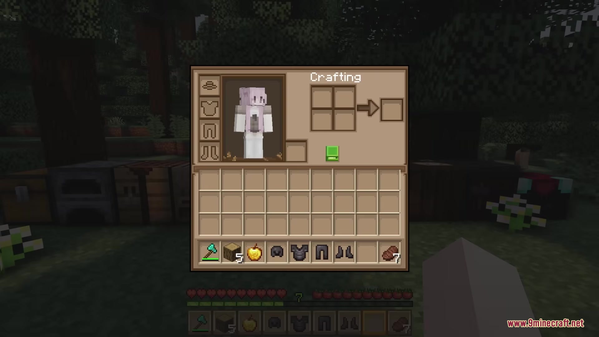 Farmer GUI by MaTik Resource Pack Screenshot 2 A survival inventory screen showing a custom floral design and crafting grid