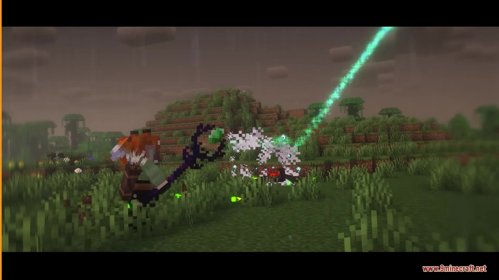 Faunaandorchestra Mod Screenshot 2 Character using melomancy magic to attack a spider with a glowing beam