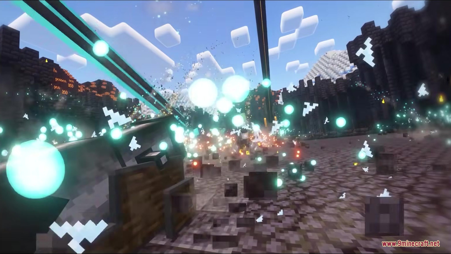 Faunaandorchestra Mod Screenshot 7 Magical cyan orbs and particles fill the screen during a boss fight