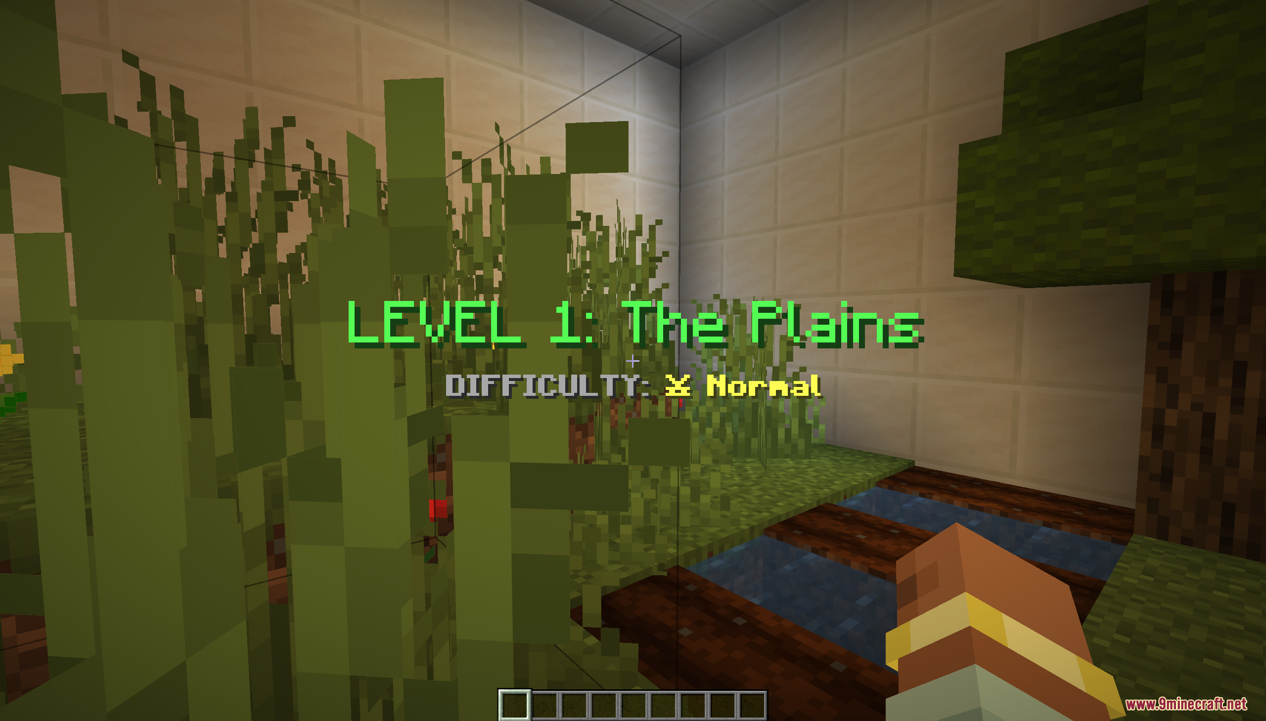 Find the Shulker Map Screenshot 2 The start screen for level one showing a plains biome with tall grass