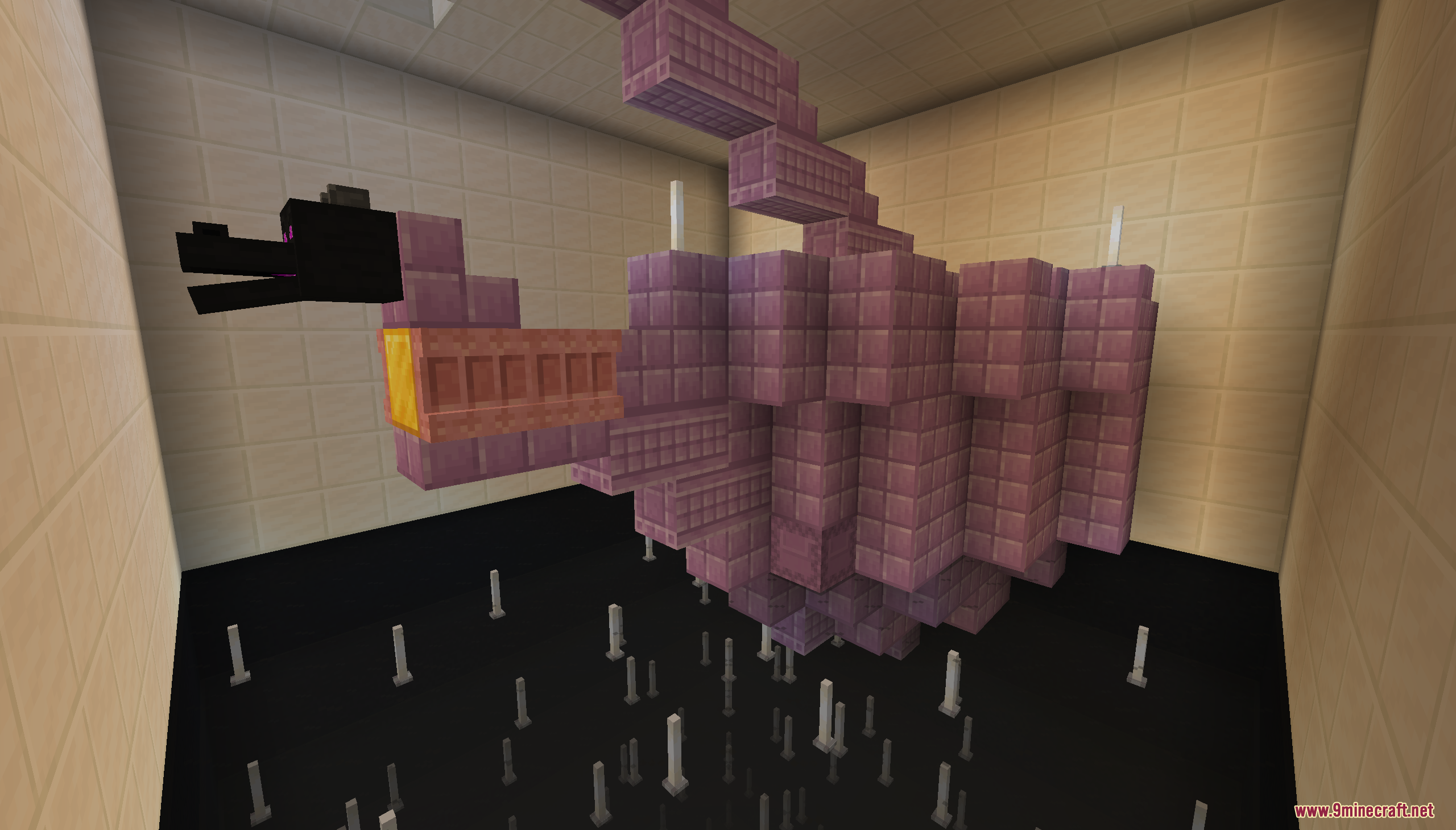Find the Shulker Map Screenshot 9 A giant purple shulker creature with an Ender Dragon head in a white room
