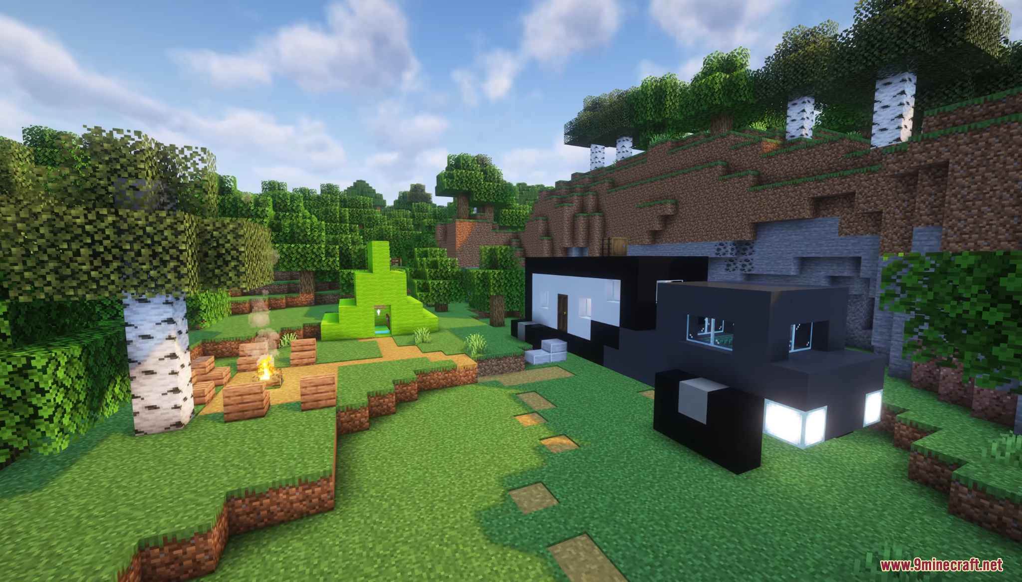 A hunter campsite in the Forest Campgrounds Hunt Map with a truck
