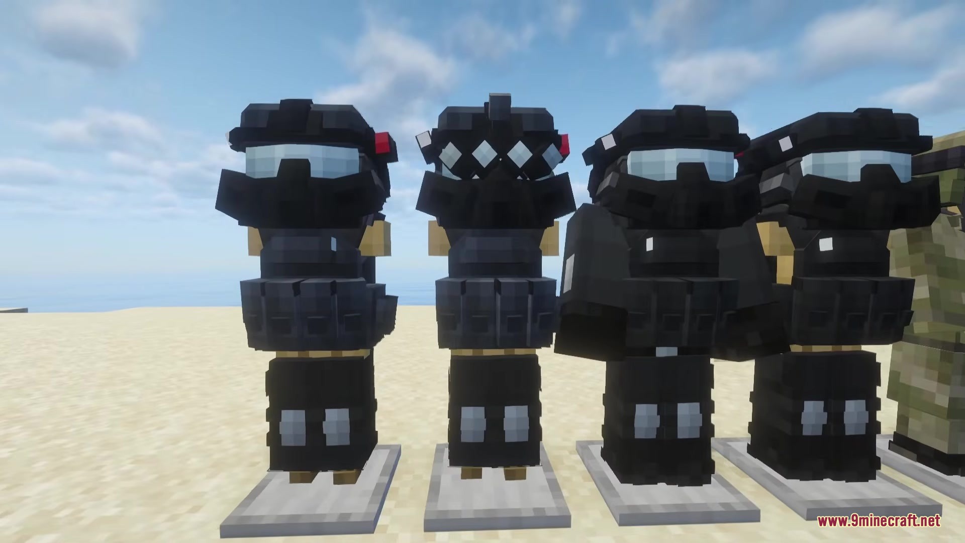 Fracture Point Tactical Military Armory Mod features several black tactical armor sets