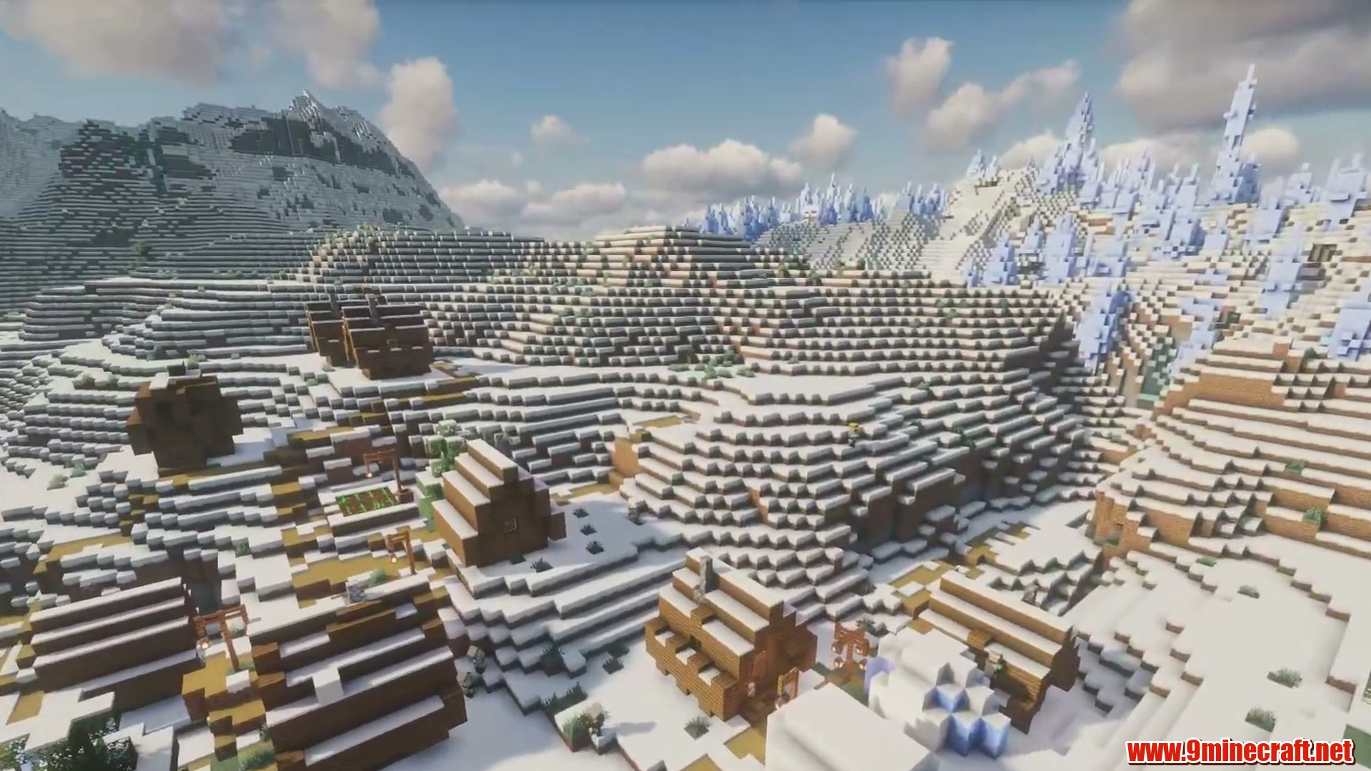 Terrain and landmarks in Minecraft seed -3948795354599899796