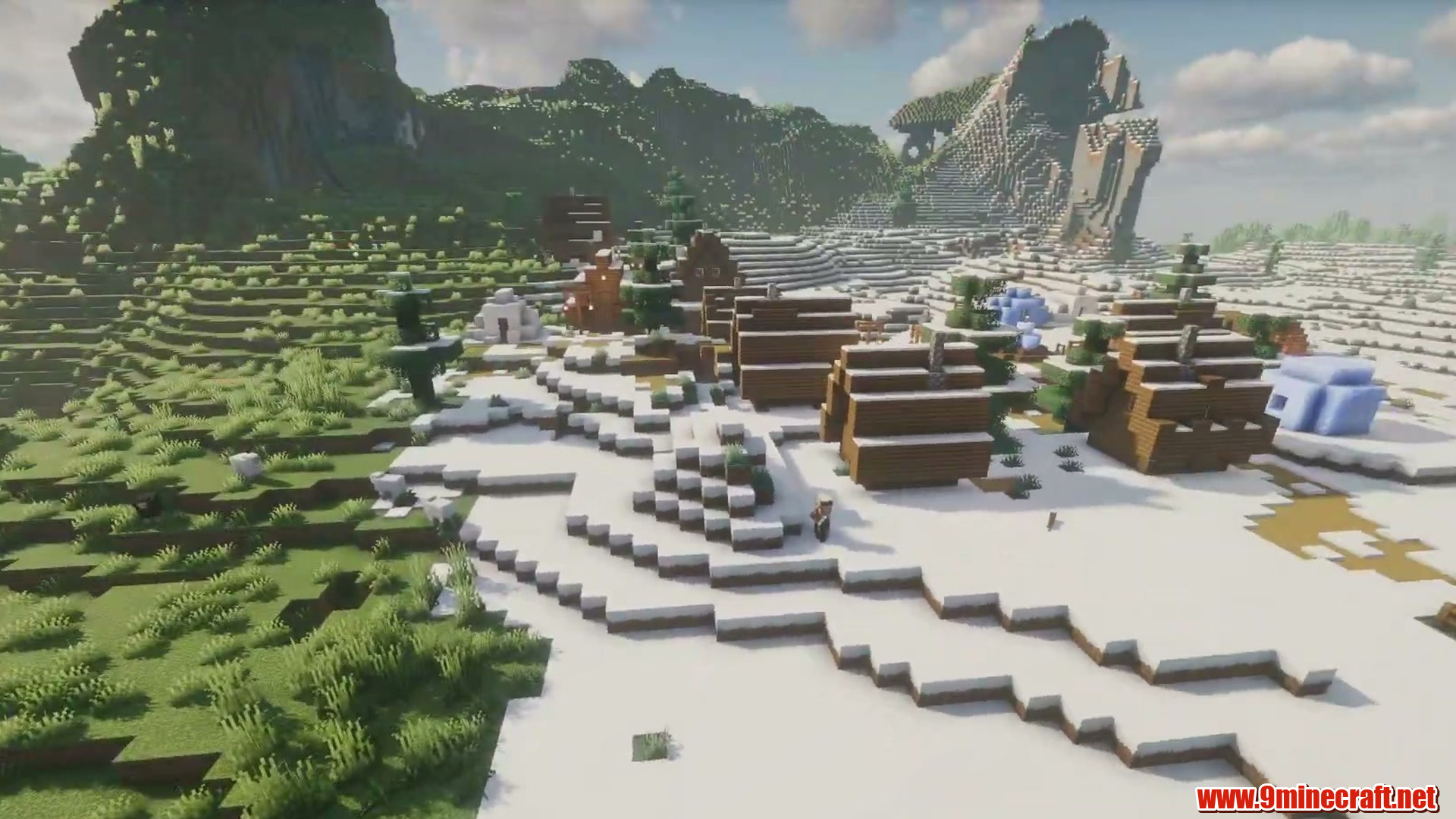 Terrain and landmarks in Minecraft seed 2067151020878557441