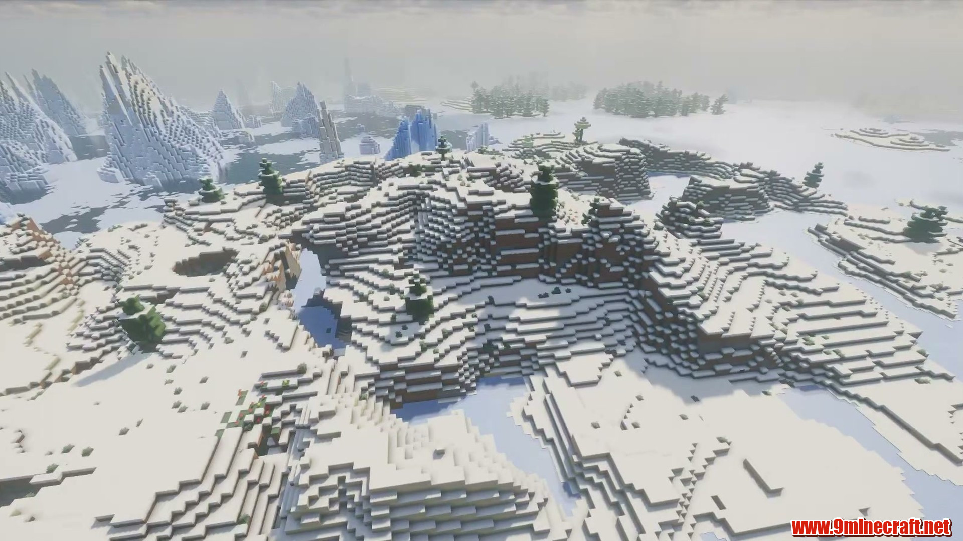 Terrain and landmarks in Minecraft seed 4302660600880707693