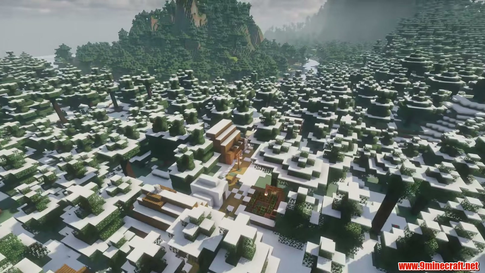 Terrain and landmarks in Minecraft seed -8493467845913647842