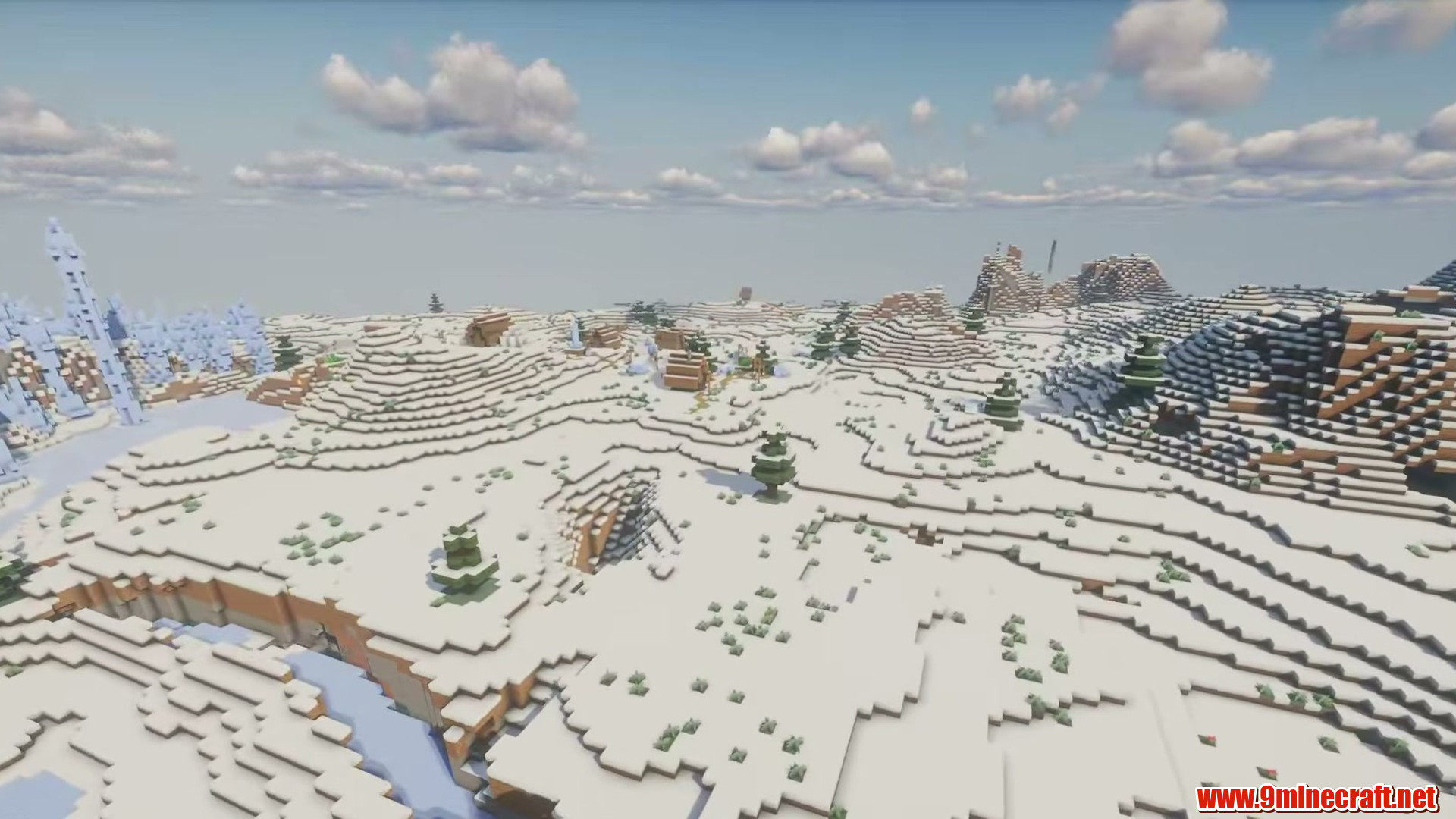 Terrain and landmarks in Minecraft seed 924499422799001770