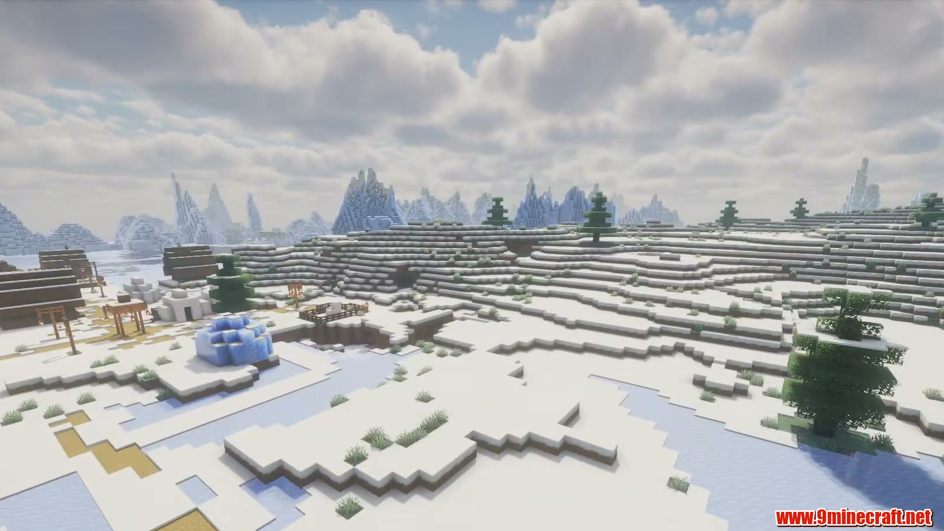 Terrain and landmarks in Minecraft seed -6196078610540307831