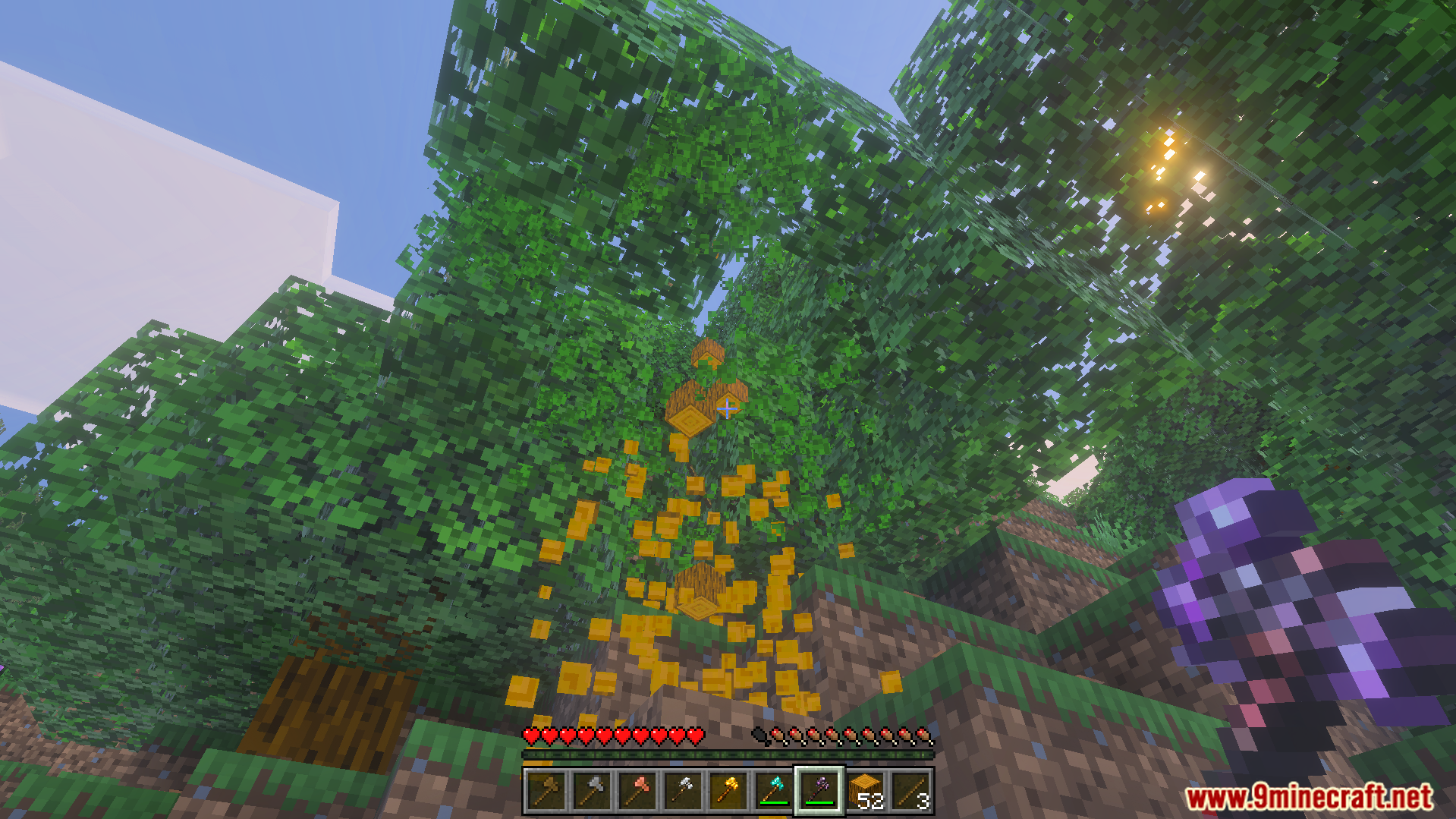 GHs Tree Capitator Addon Screenshot 6 GHs Tree Capitator Addon breaking a whole tree into many wooden blocks