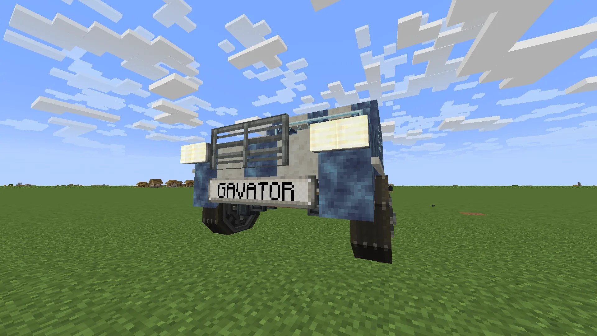Front view of the Gavator V1 vehicle on a flat grass field