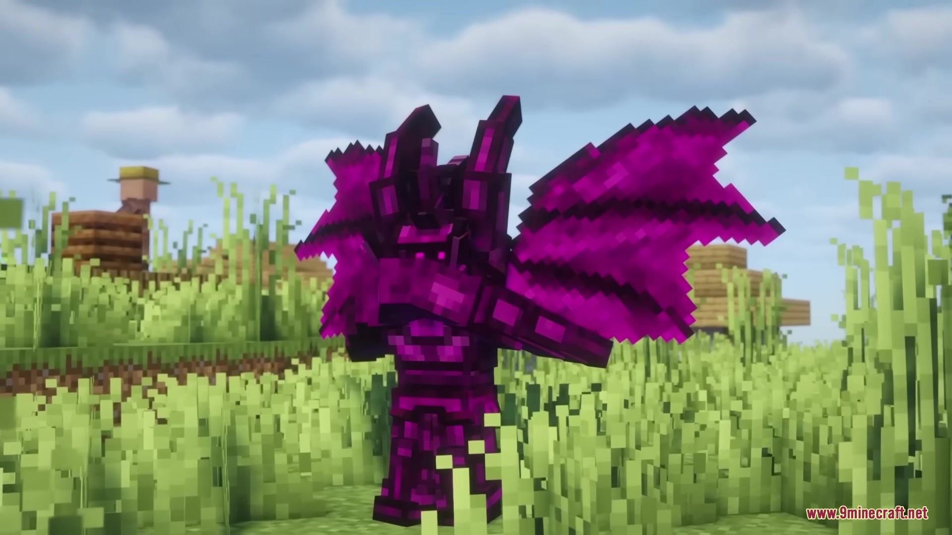 Gears of Glory Mod Screenshot 10 A player wearing the purple Enraged armor set stands in a field