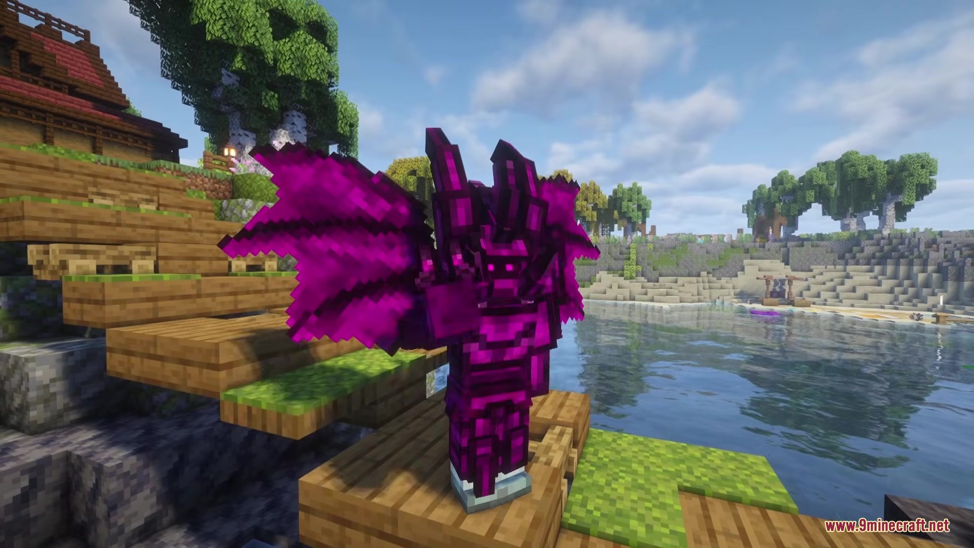 Gears of Glory Mod Screenshot 17 A player wearing purple winged armor from the Gears of Glory mod