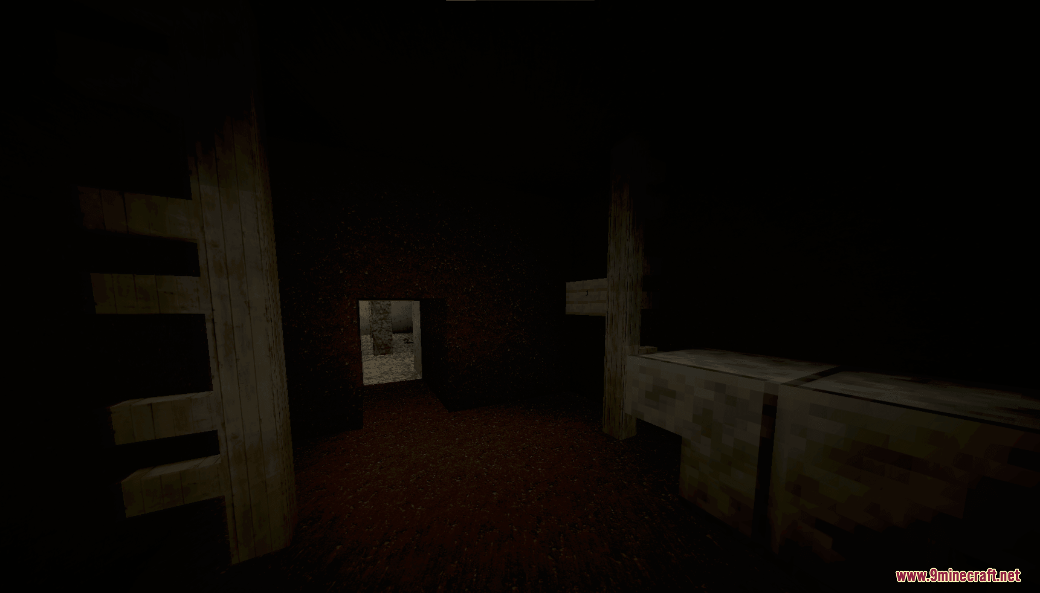Grannys House Map Screenshot 8 A dark basement area with wooden supports and a small crawlspace opening