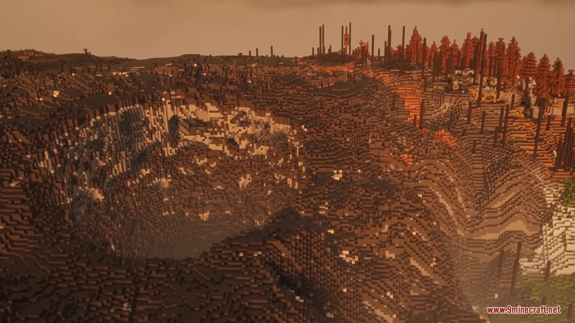 A massive crater left behind after a powerful nuclear blast in the terrain