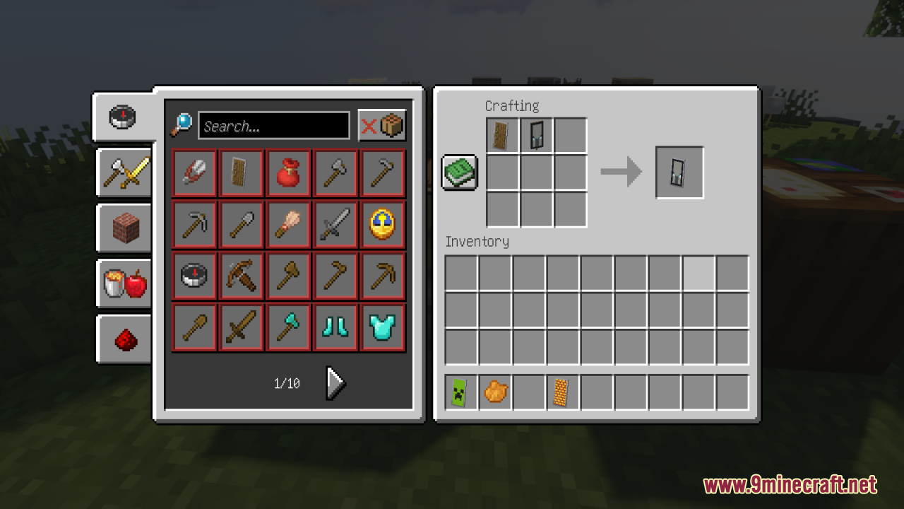 A player combining a shield and a banner in the crafting menu