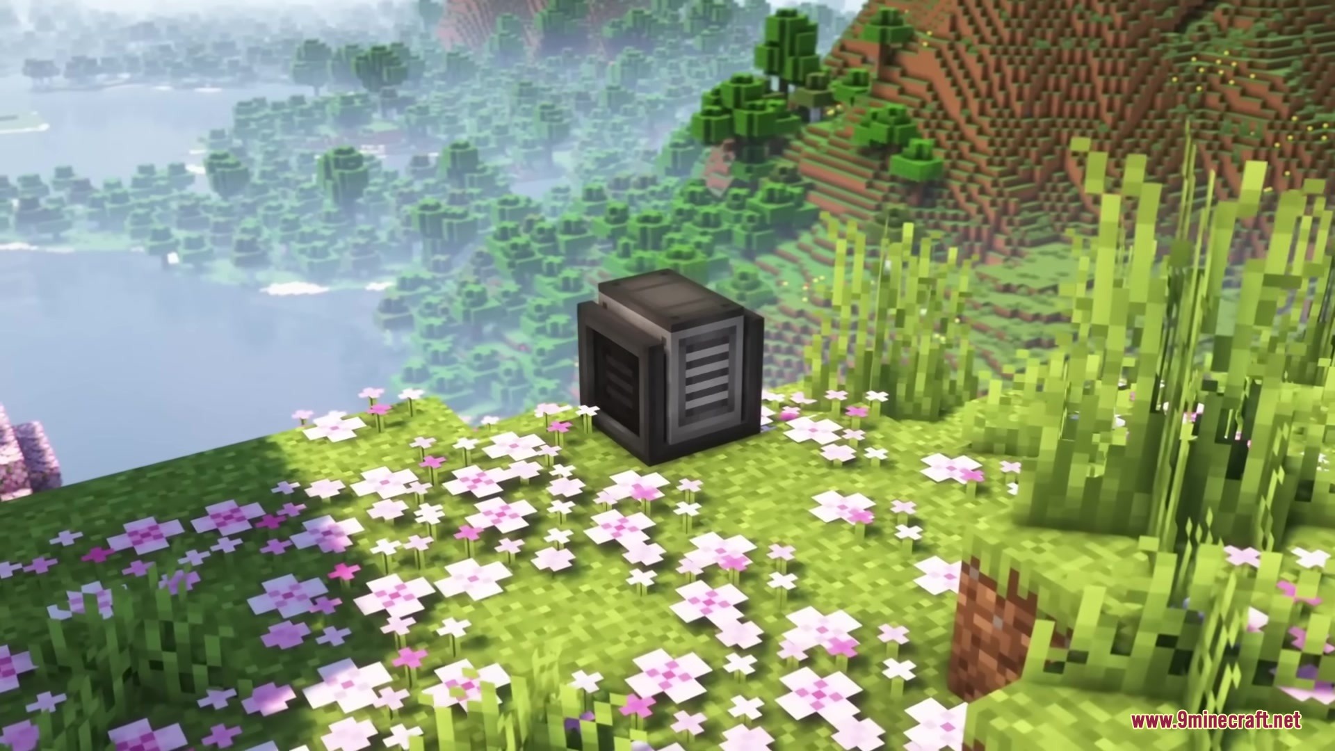 A dark gray industrial machine block from the Health and Disease mod