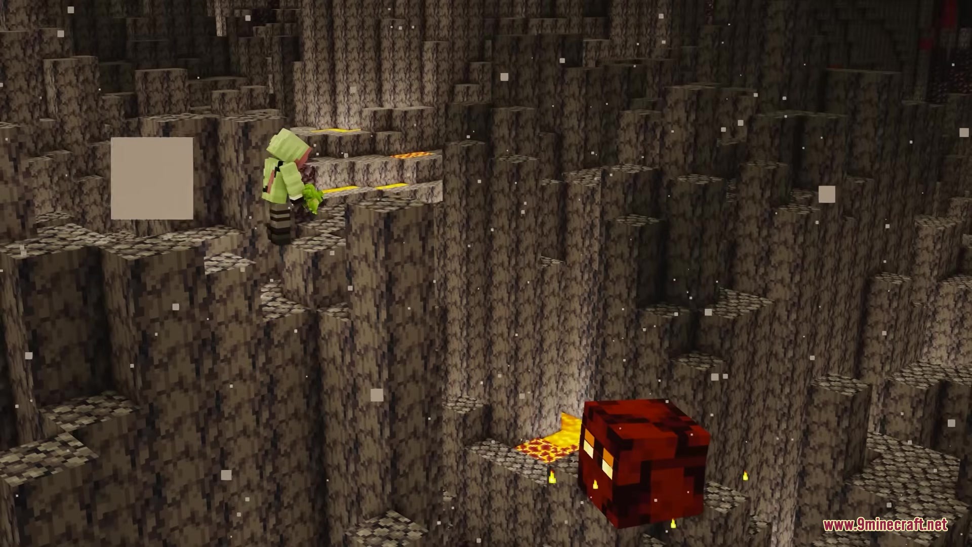 Using the Holdable Frogs Mod to turn a Magma Cube into a froglight