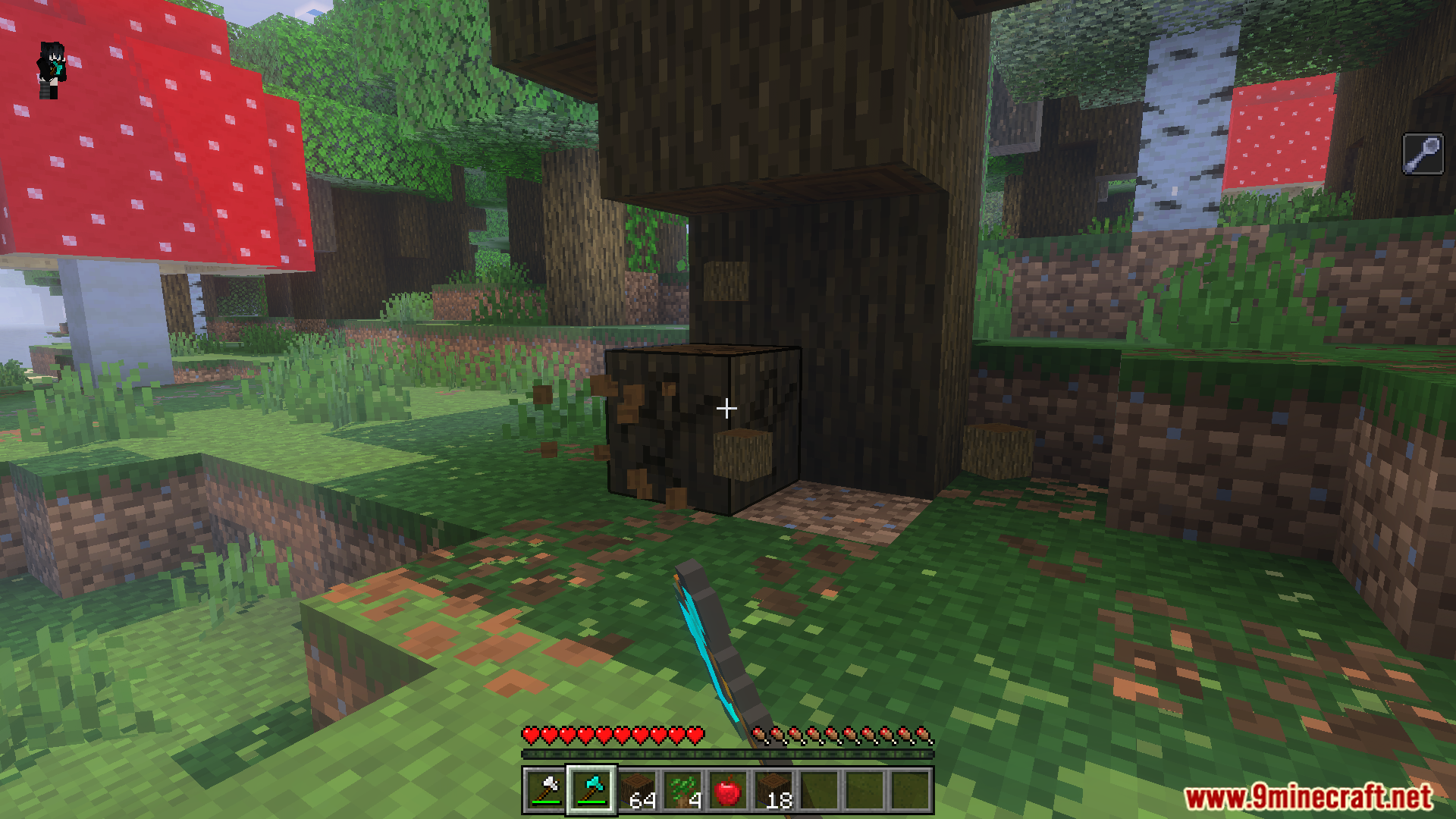 Breaking a single wood log to chop down an entire tree automatically
