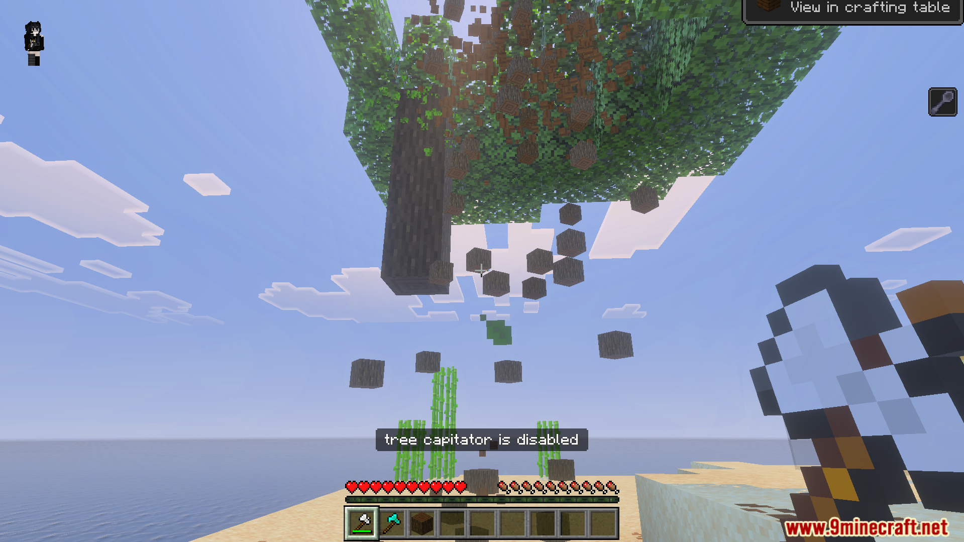 Wood blocks falling after using the Howards Tree Capitator Plus Addon