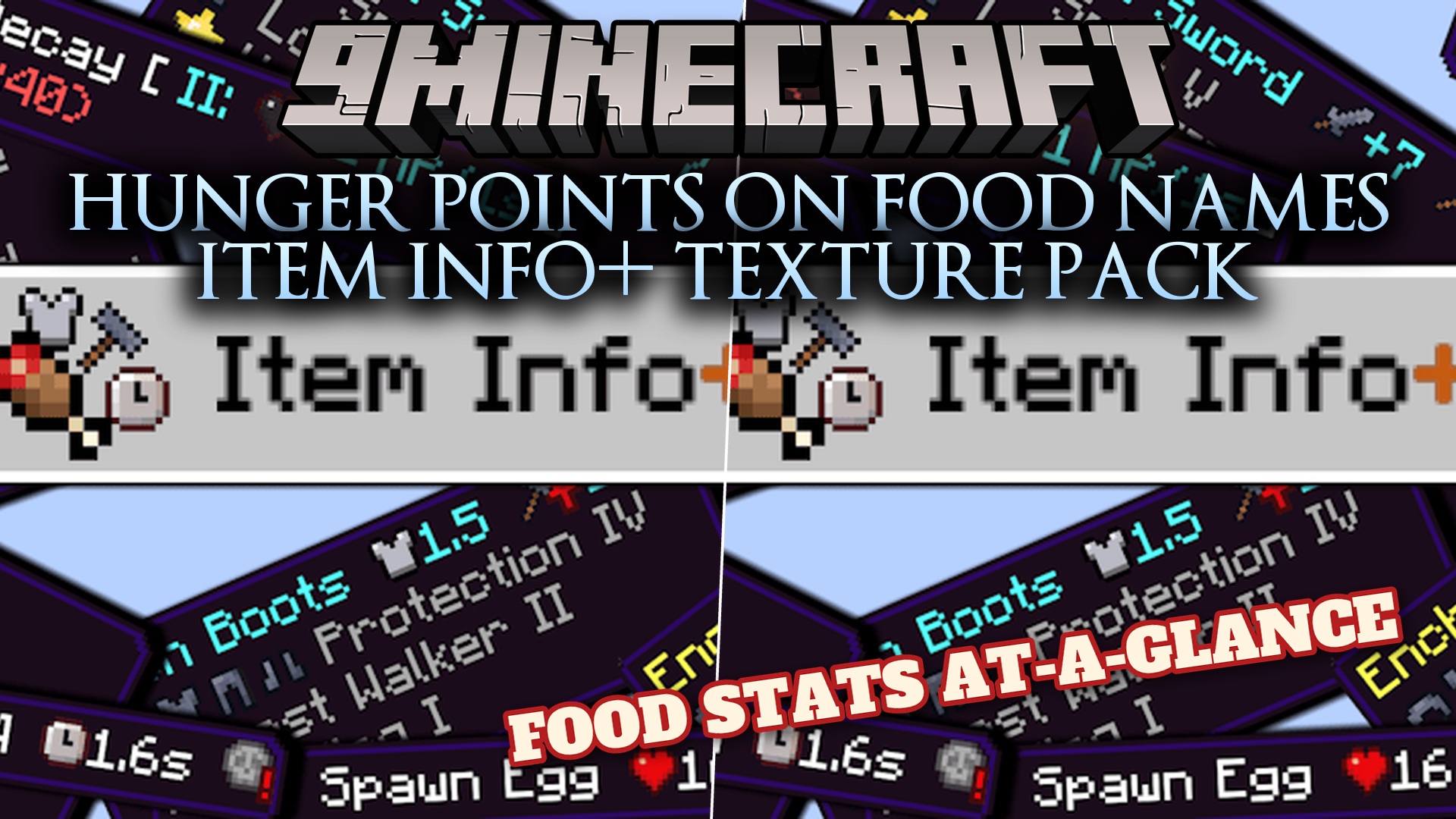 Hunger Points on Food Names Item Info+ Texture Pack