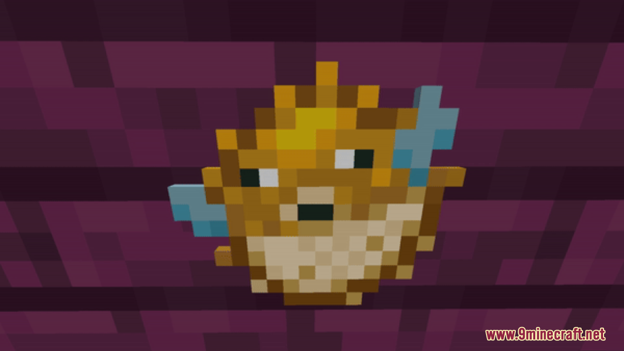 Hurkledurkle's Animated Items Resource Pack Screenshot 3 An animated pufferfish item icon displayed against a purple wooden background