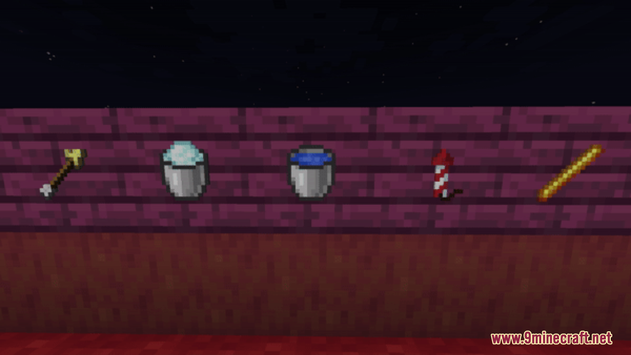 Hurkledurkle's Animated Items Resource Pack Screenshot 4 Various animated items like buckets and blaze rods shown in item frames