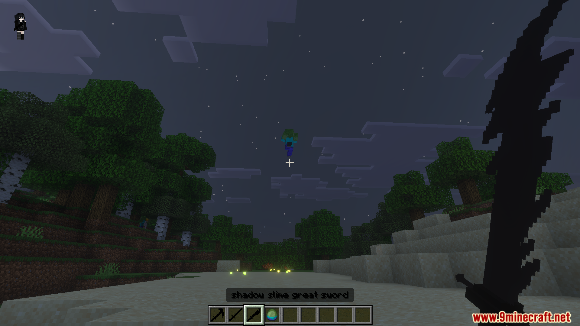 I Am Atomic Addon Screenshot 4 A zombie is launched high into the sky by the Atomic Great Sword
