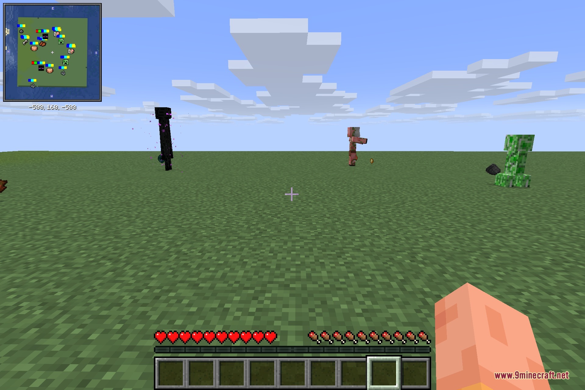Icons for players and mobs shown together on the map