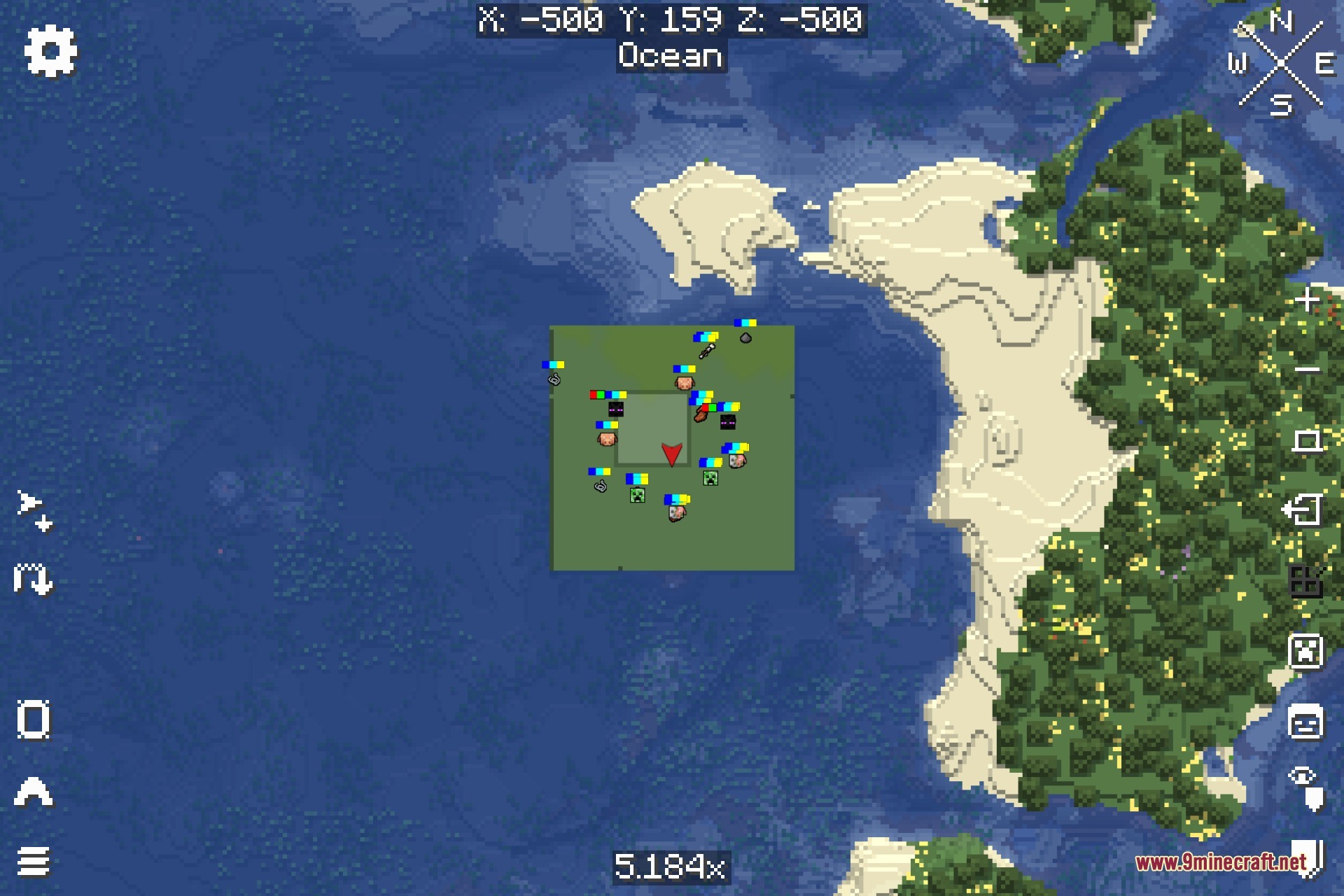 The minimap radar showing nearby creatures as icons