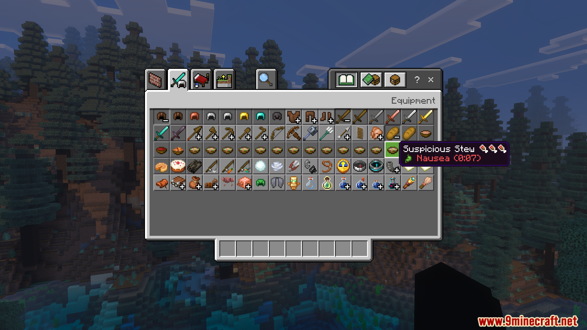 Icons Bedrock Edition Texture Pack showing suspicious stew with hunger and effect icons