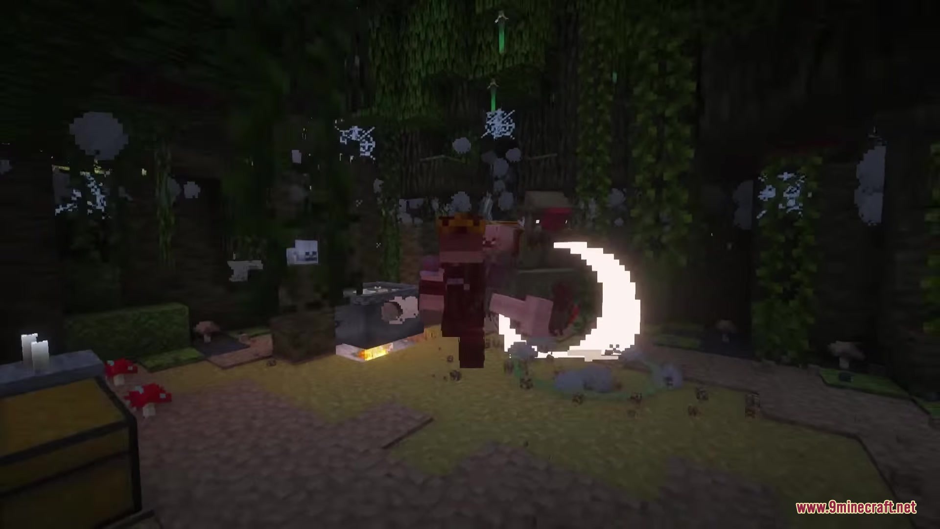 Inhabitants Mod Screenshot 5 A character swings a large bone club creating a white sweep effect